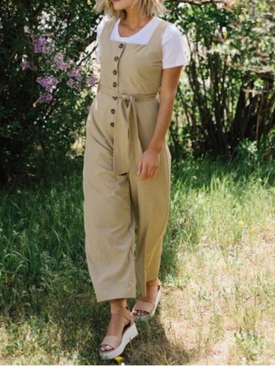 Albion Pants - Albion Fit Buttoned Up Tie Waist Overall Jumpsuit Pink Purple Size Small Travel